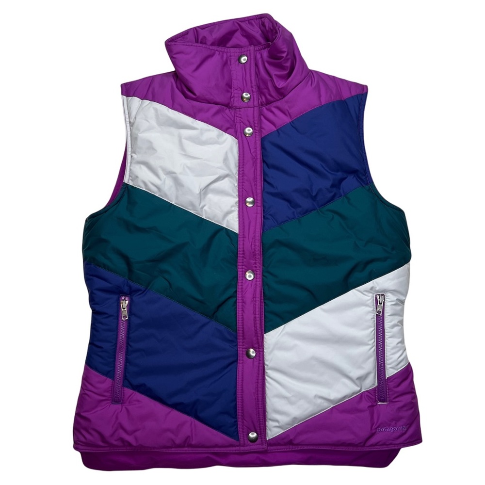 Patagonia Mirror Lake Vest Reversible Puffer Jacket Colorblock Warm Winter Large - Picture 1 of 10